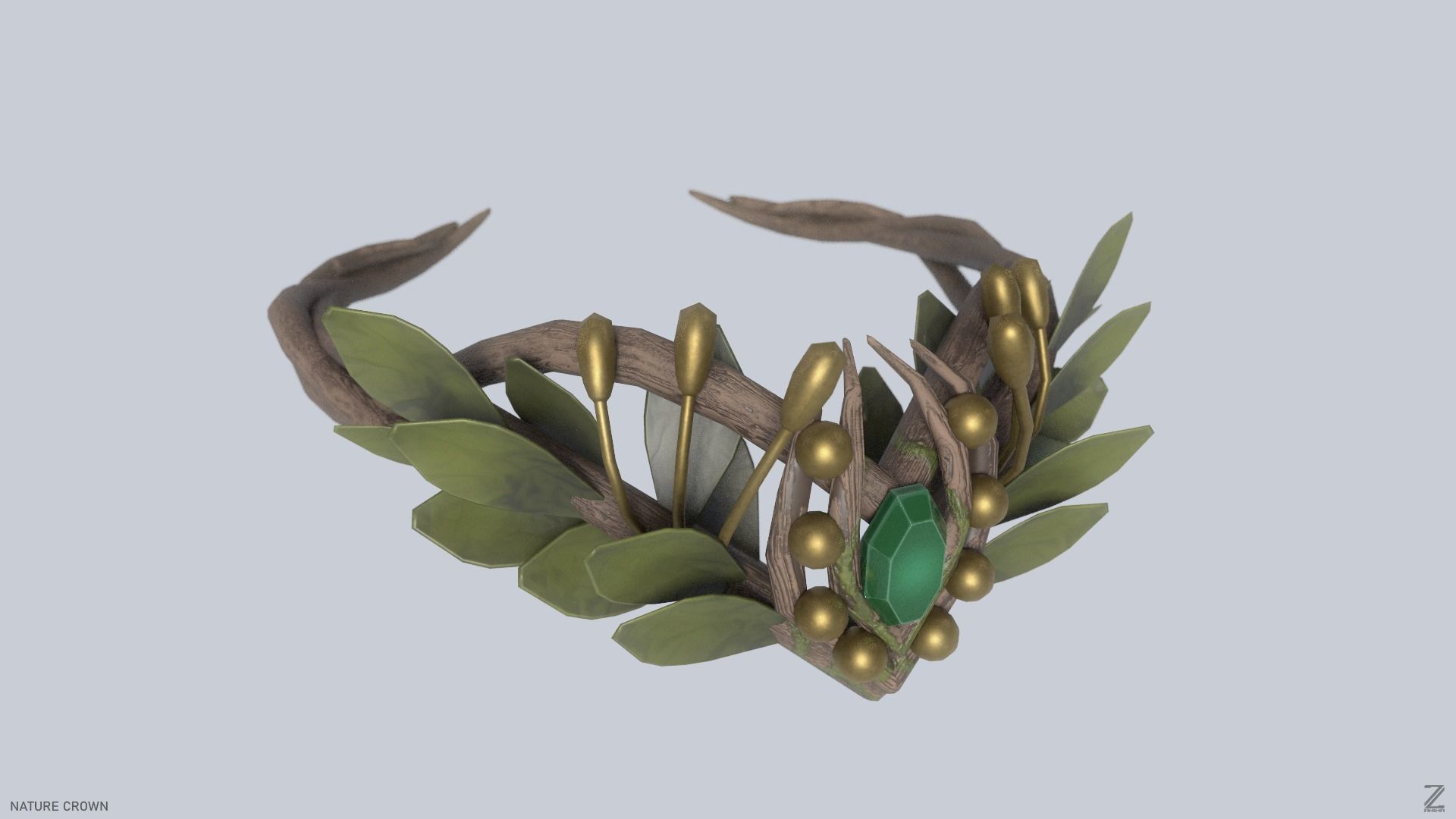 Nature crown Low-poly 3D model_7