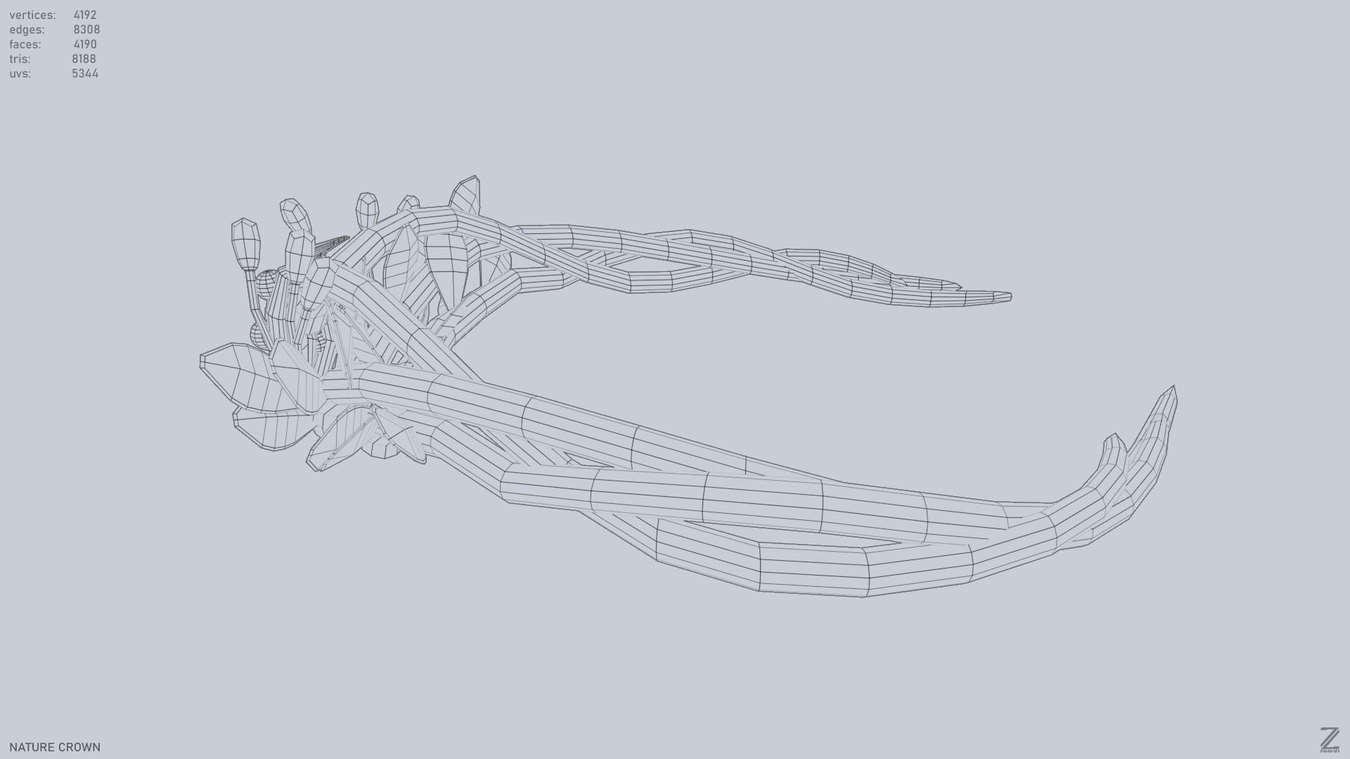 Nature crown Low-poly 3D model_10