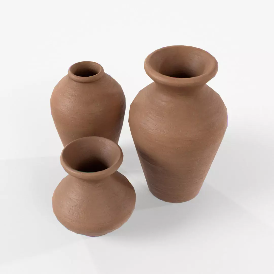 Clay Vase Low-poly 3D model_0