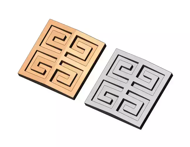 Square greek key onlay relief logo tile