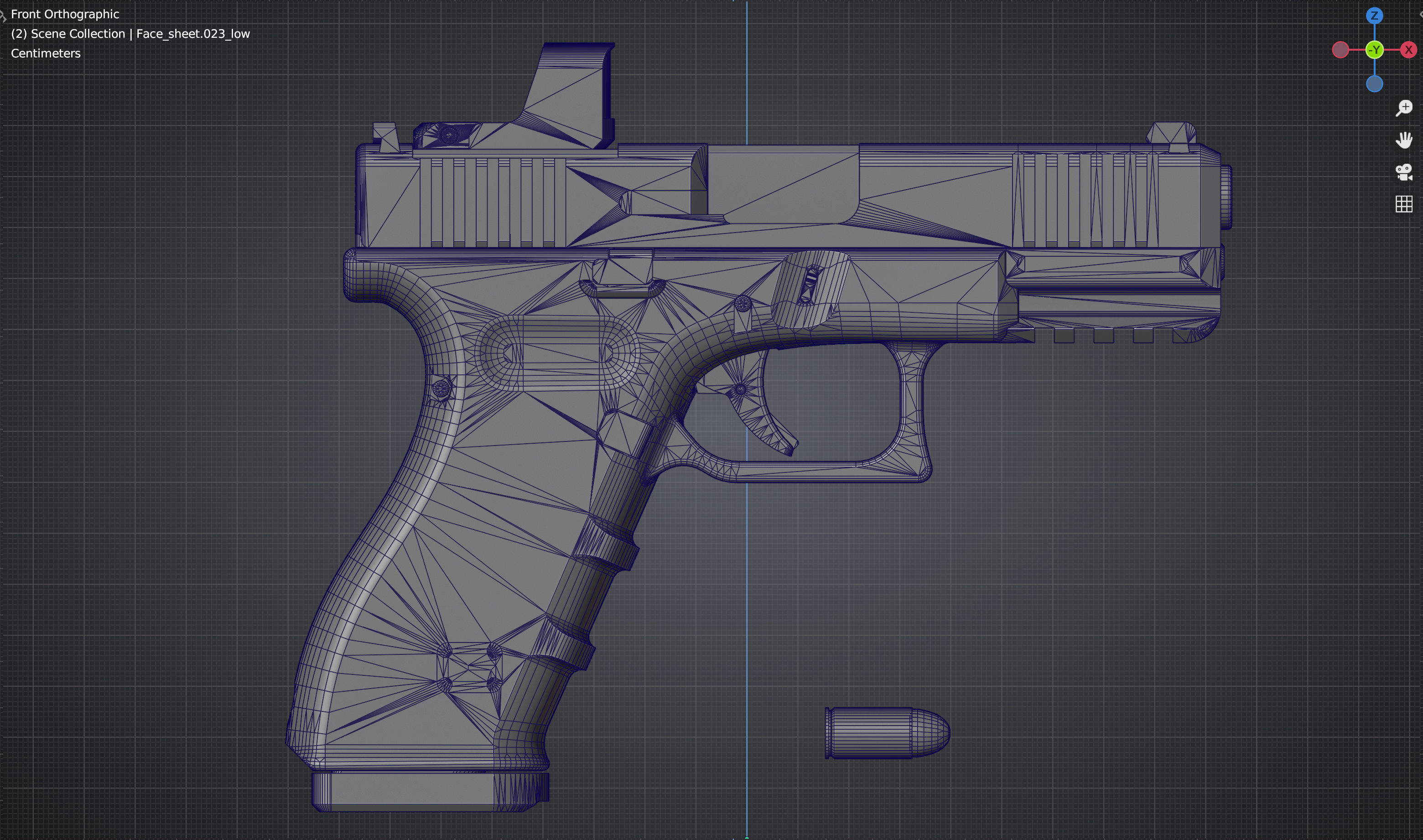 Glock Pistol Gun low poly game ready  Low-poly 3D model_6