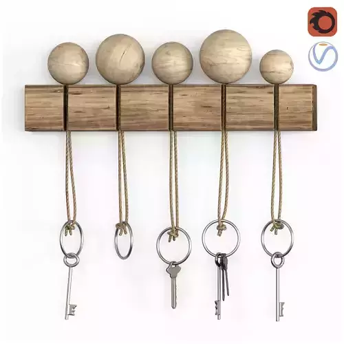 wall mounted keyholder with wooden key rack