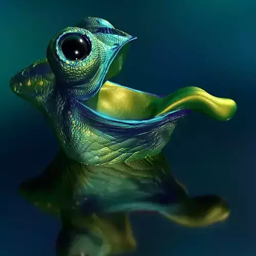 Jemenchamaeleon with Tongue STL 3D Print Model