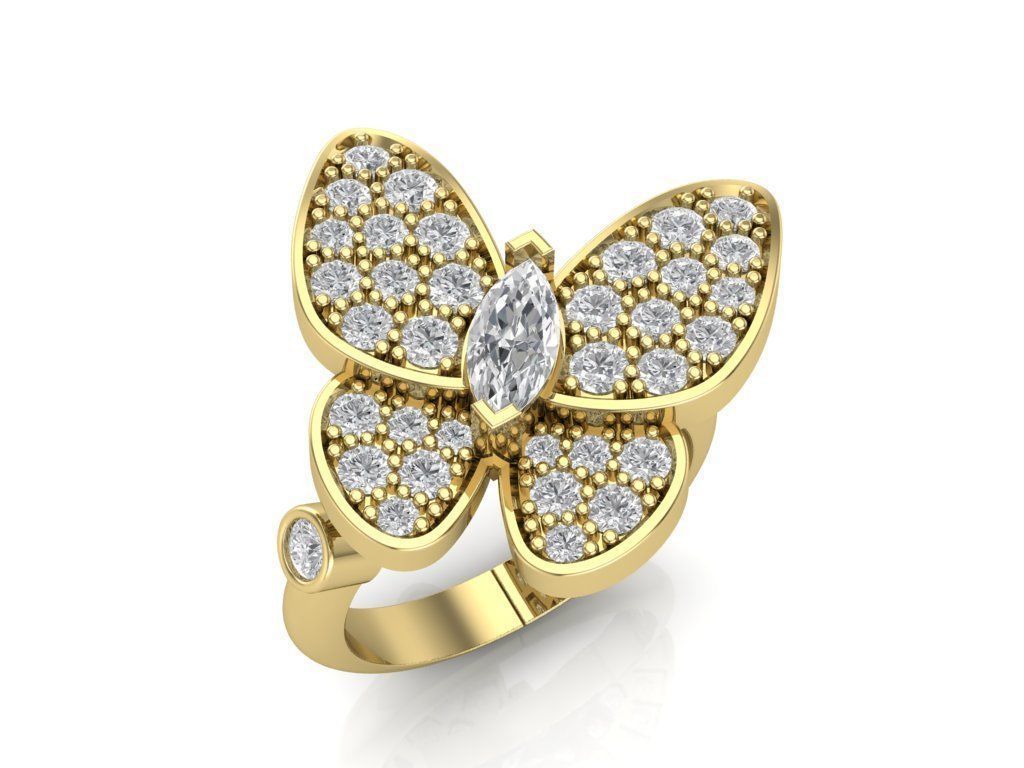 butterfly ring 3D print model_2