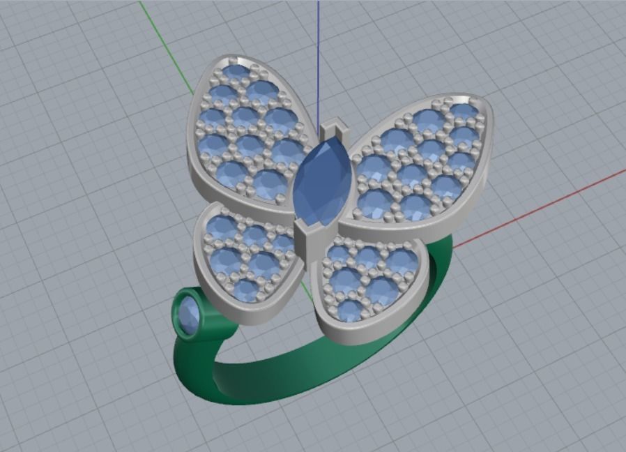 butterfly ring 3D print model_10