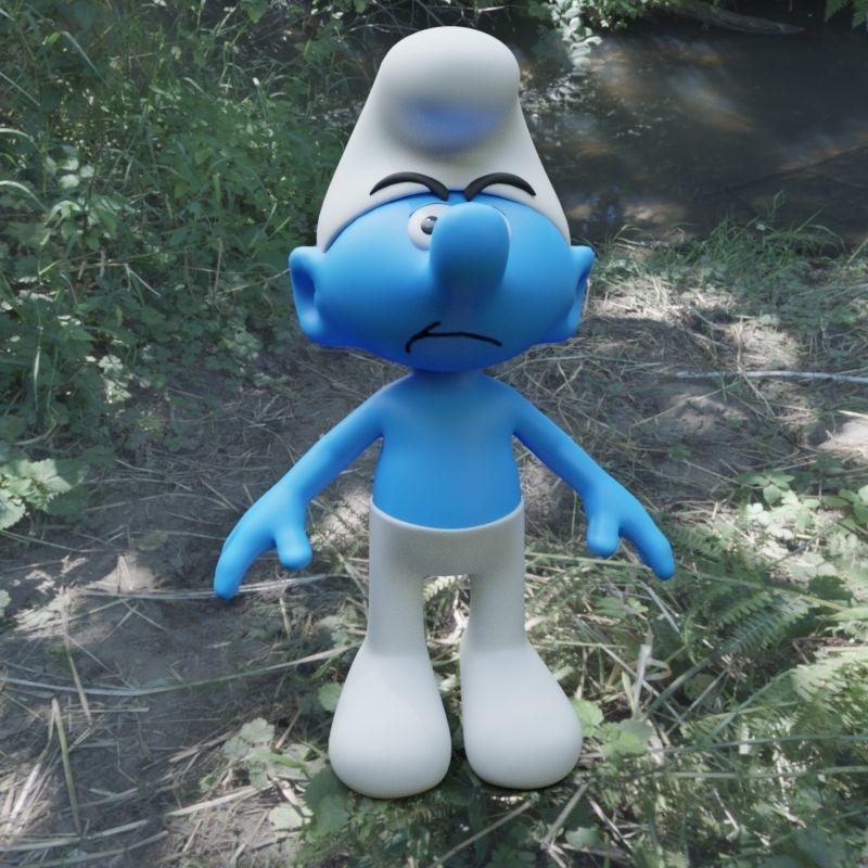 Grouchy Smurf Low-poly 3D model_5
