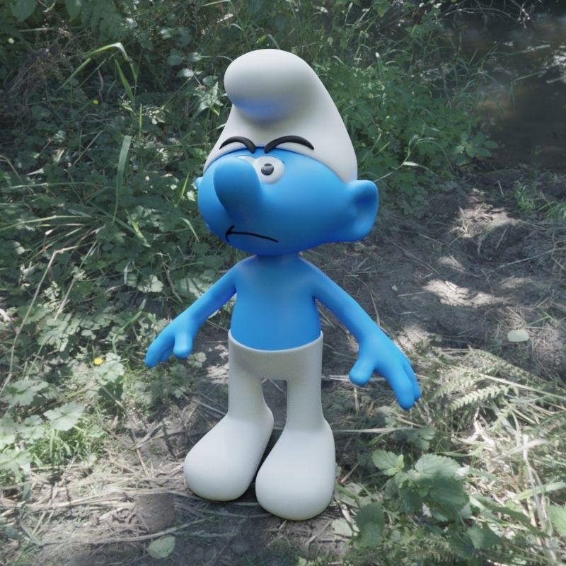 Grouchy Smurf Low-poly 3D model_1