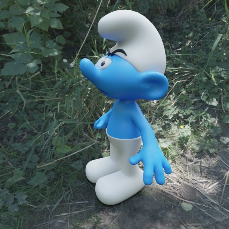Grouchy Smurf Low-poly 3D model_4