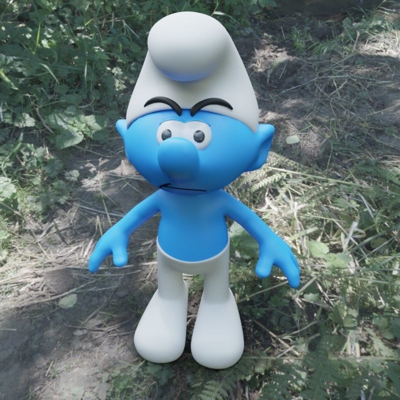Grouchy Smurf Low-poly 3D model_7
