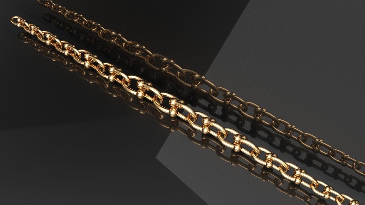 Graduated Oval 1 Tiffany Necklace and bracelet 3D print model_2