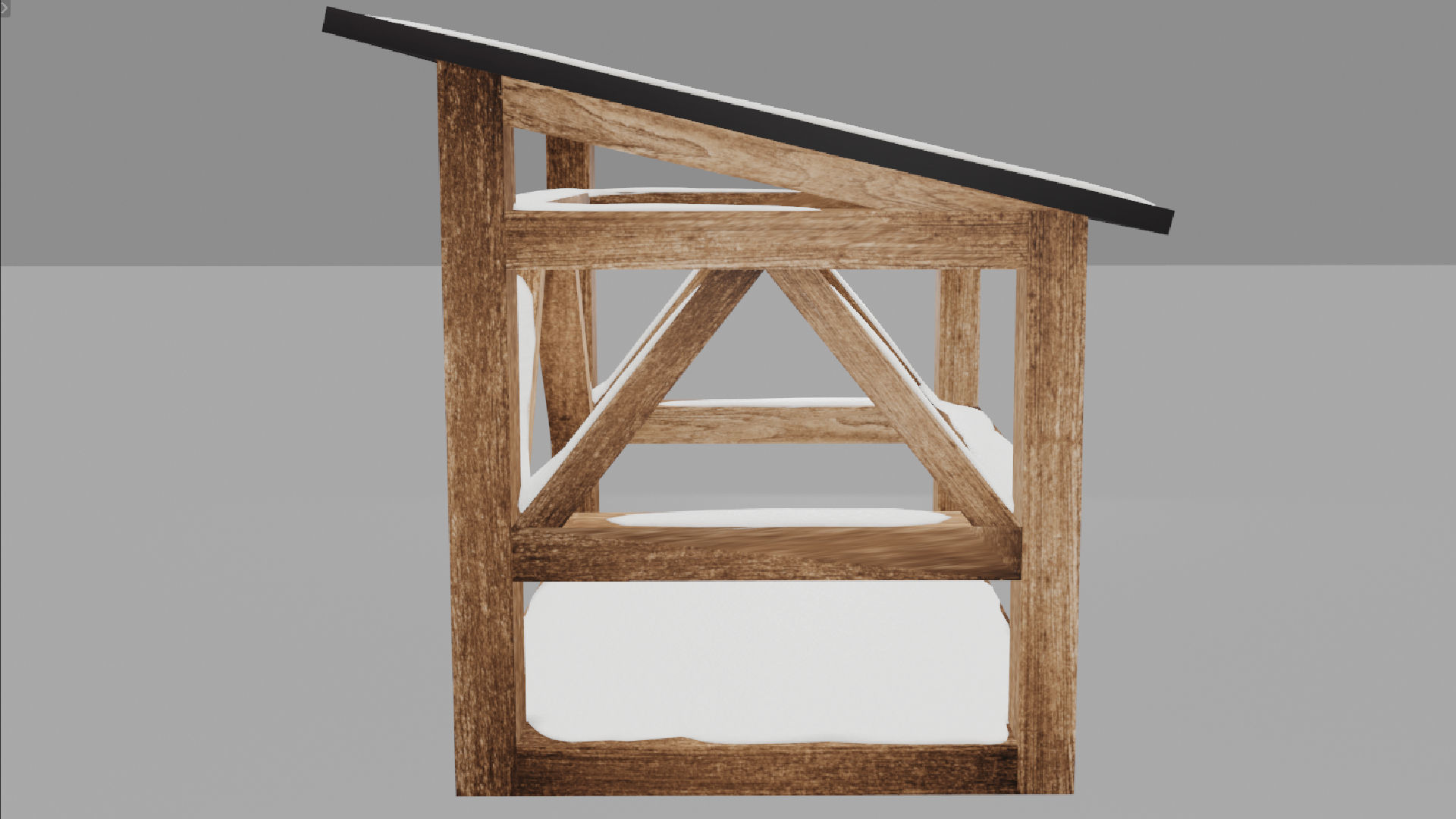 Snow Covered Dark Firewood Storage Low Poly Low-poly 3D model_3