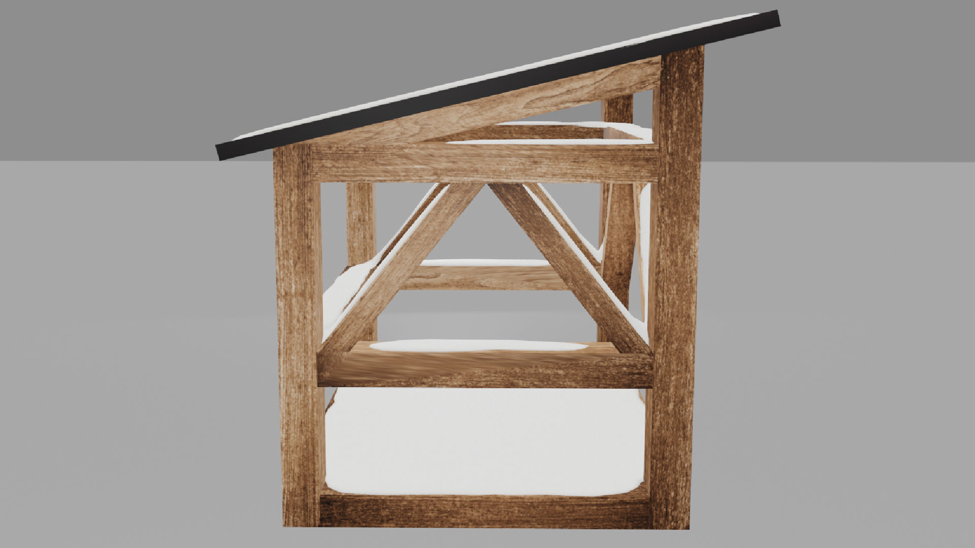 Snow Covered Dark Firewood Storage Low Poly Low-poly 3D model_5