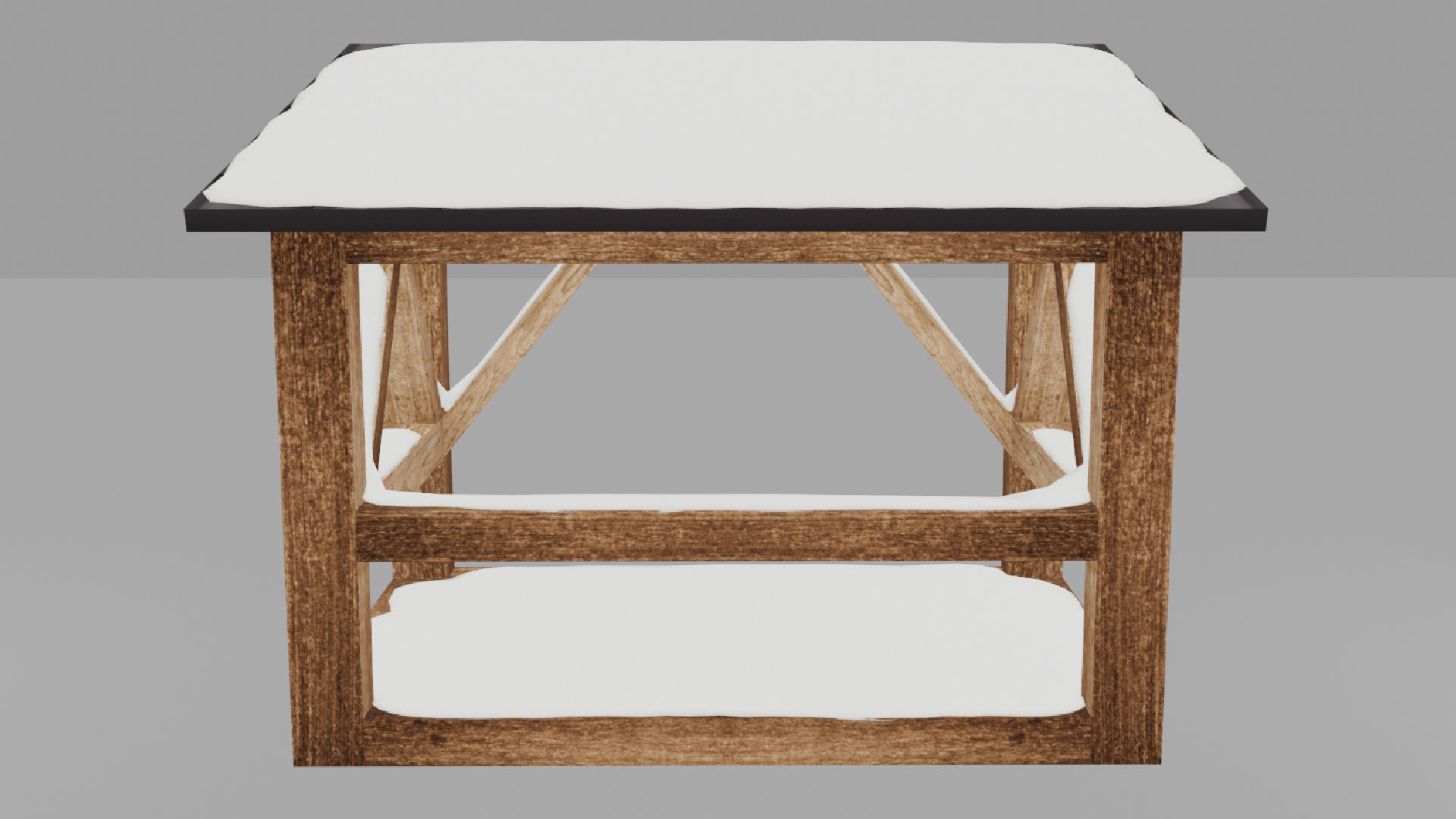 Snow Covered Dark Firewood Storage Low Poly Low-poly 3D model_4