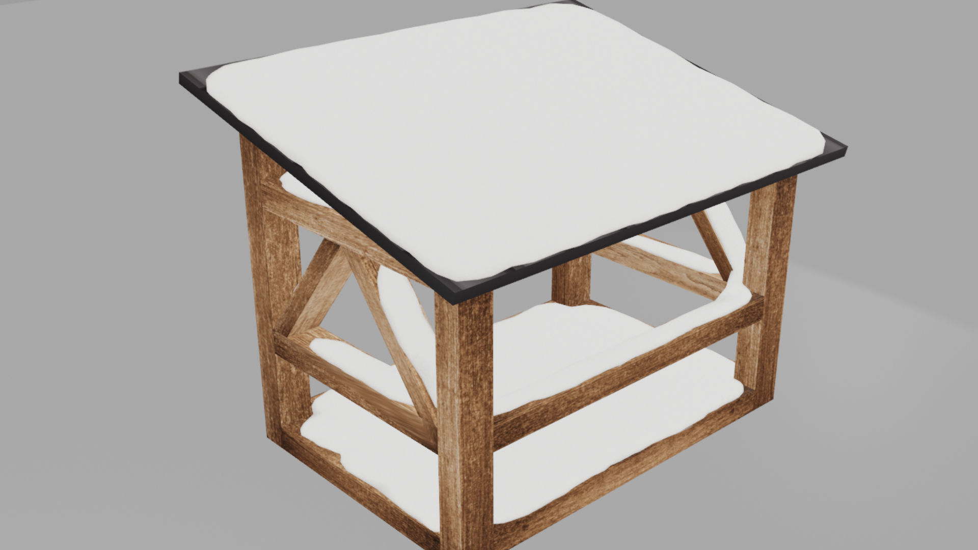 Snow Covered Dark Firewood Storage Low Poly Low-poly 3D model_1