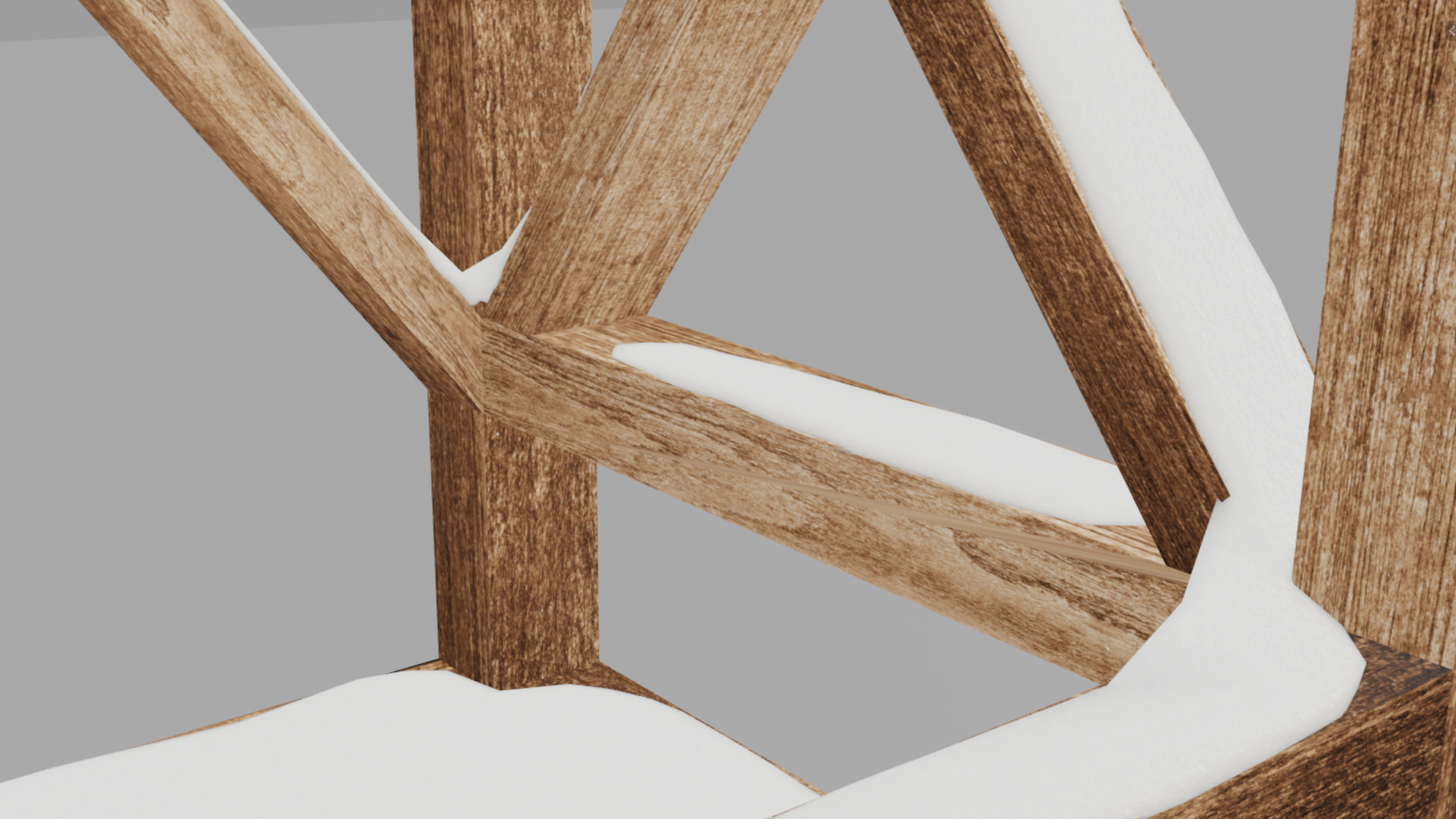 Snow Covered Dark Firewood Storage Low Poly Low-poly 3D model_7