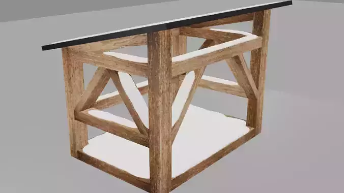 Snow Covered Dark Firewood Storage Low Poly