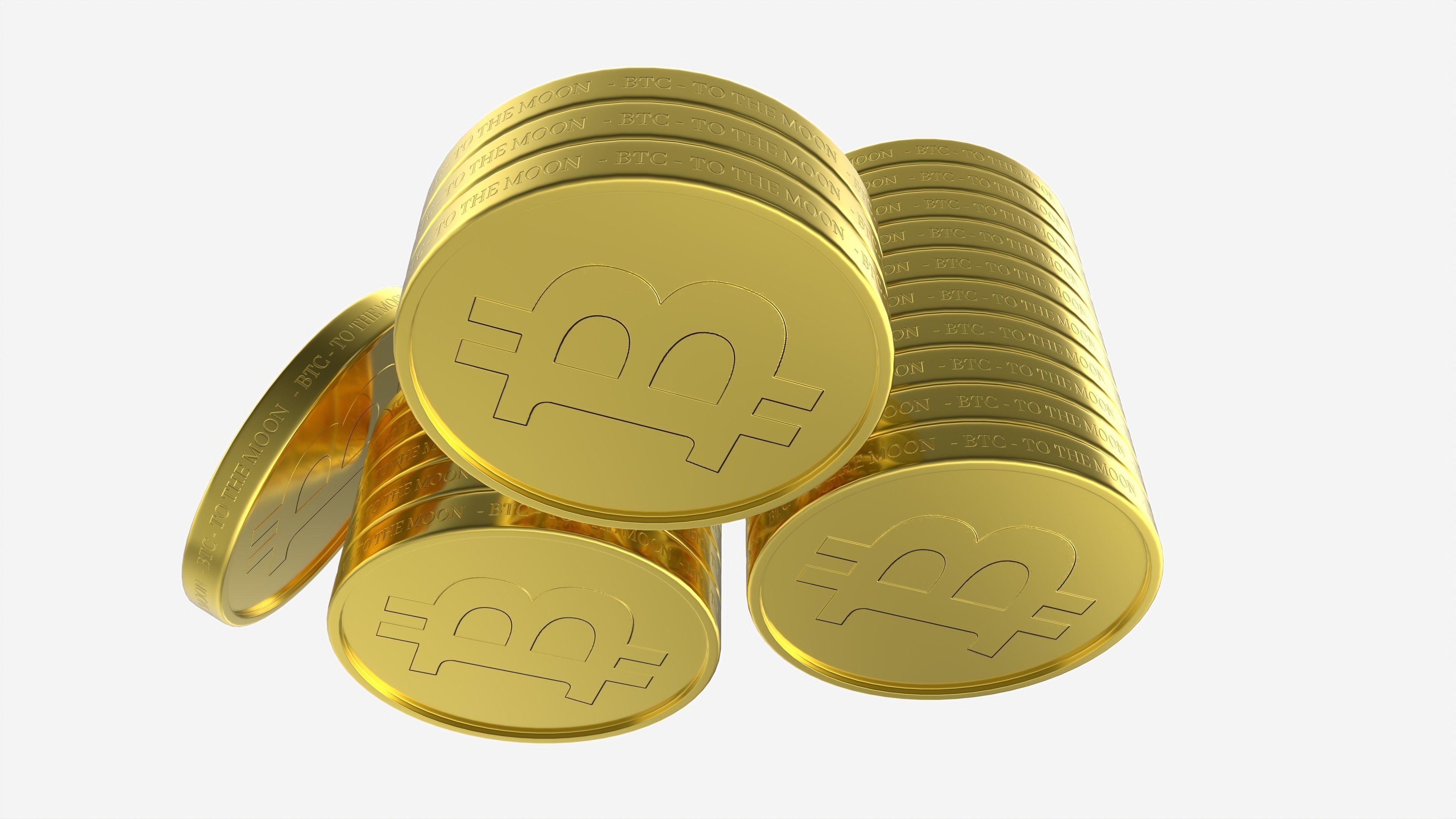 Bitcoin Coin stack 3D model_3