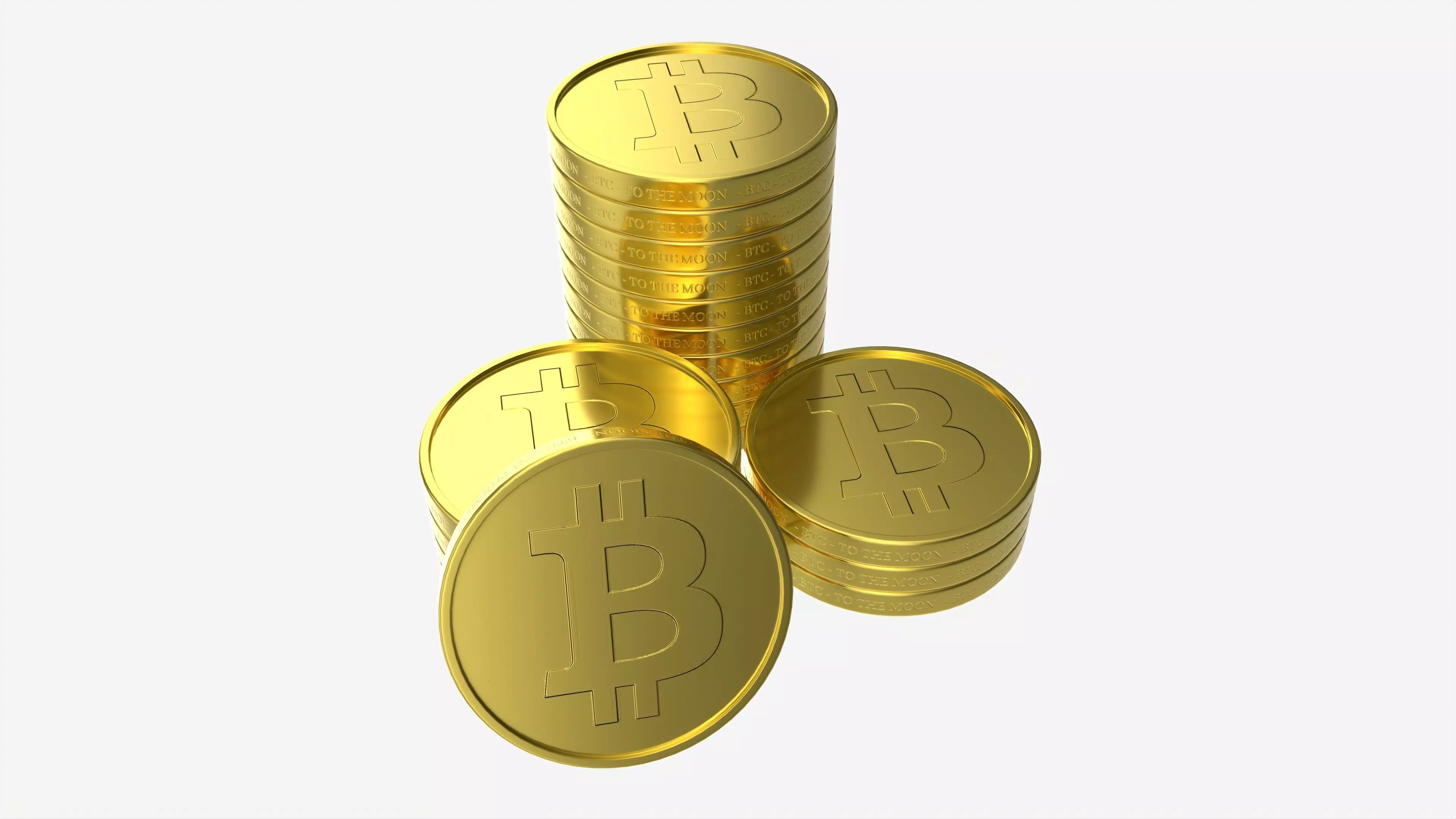 Bitcoin Coin stack 3D model_0