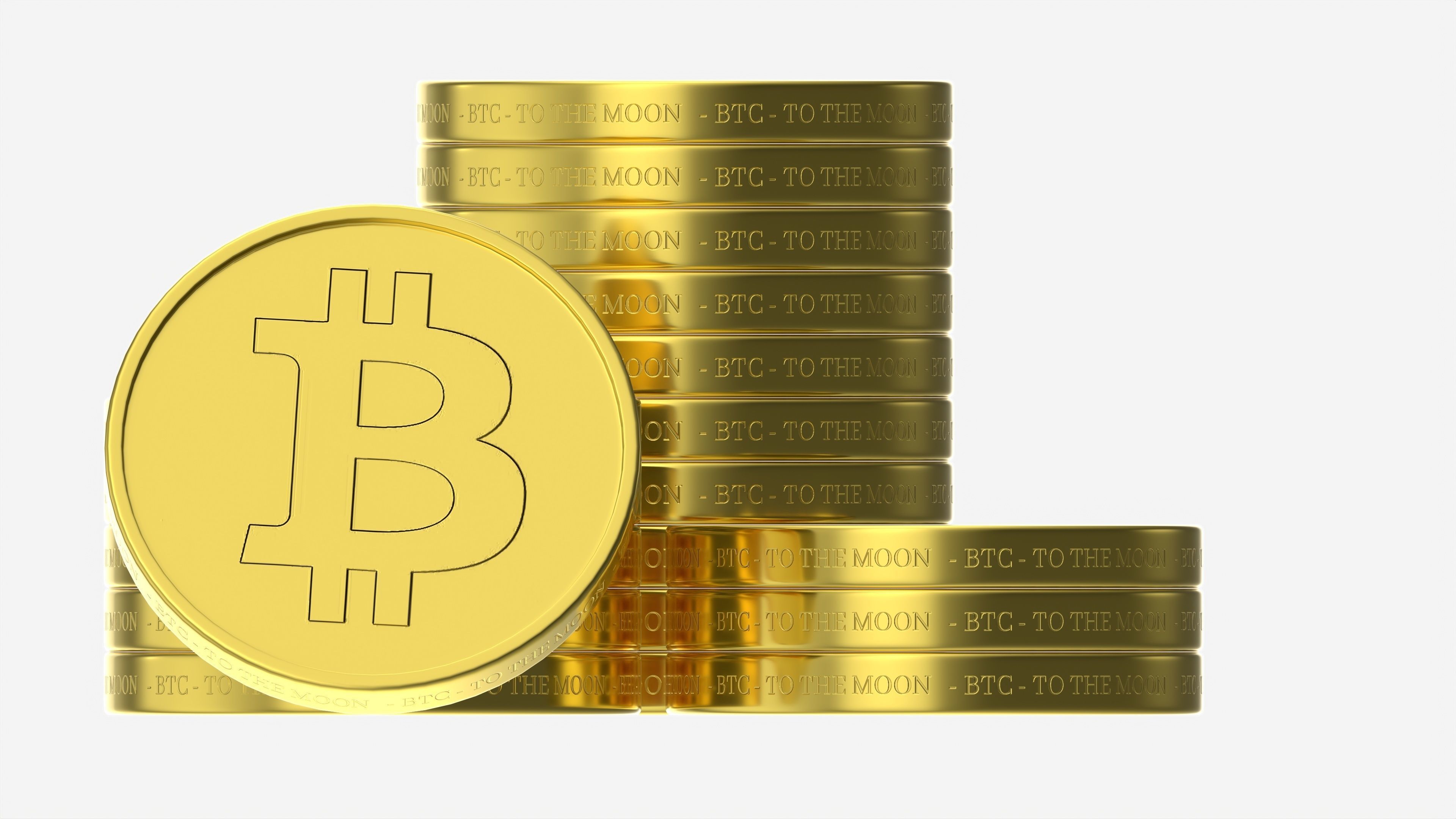 Bitcoin Coin stack 3D model_4