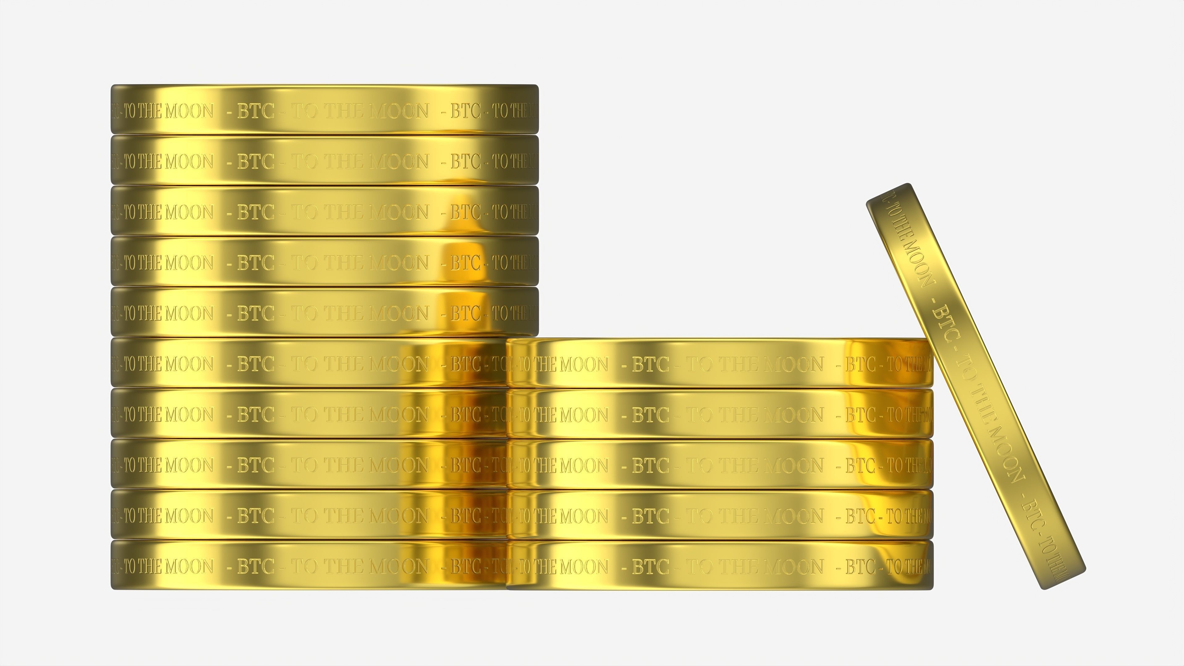 Bitcoin Coin stack 3D model_5