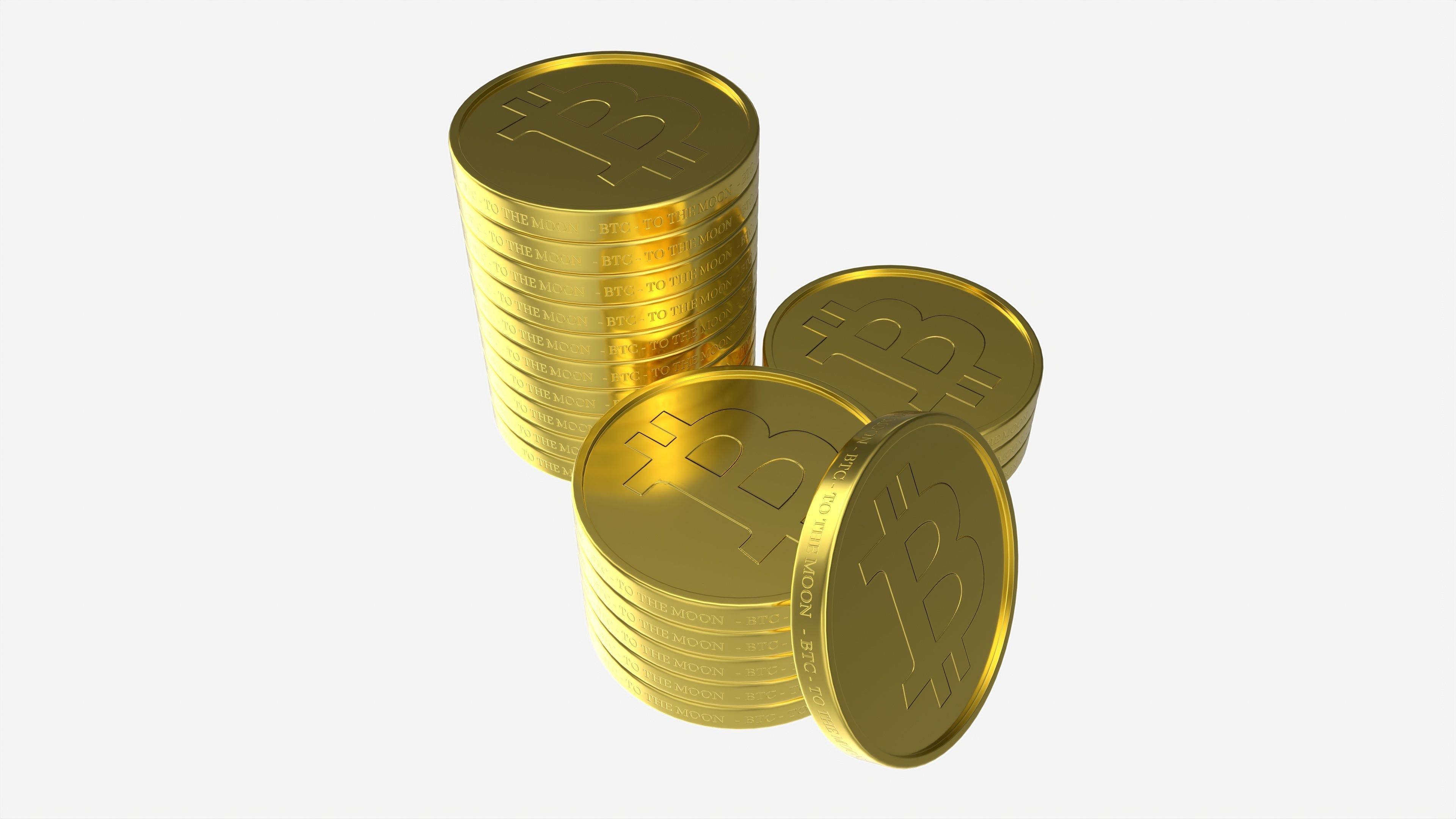 Bitcoin Coin stack 3D model_1