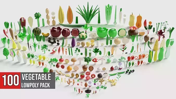 Vegetables Pack Collection Low-poly 3D model