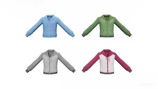 Stylized Hoodie Collection Anime Style and Texture baked Low-poly 3D model
