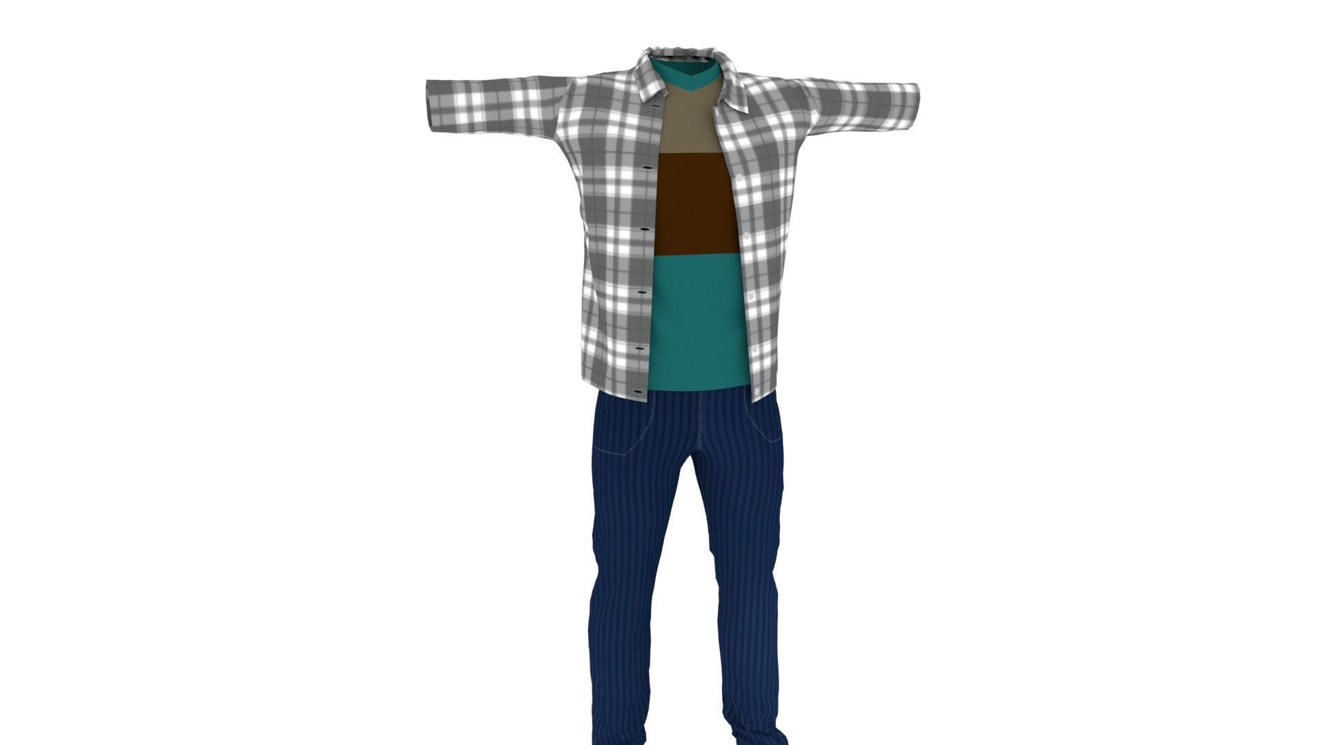 Man Outfit Low-poly 3D model_1