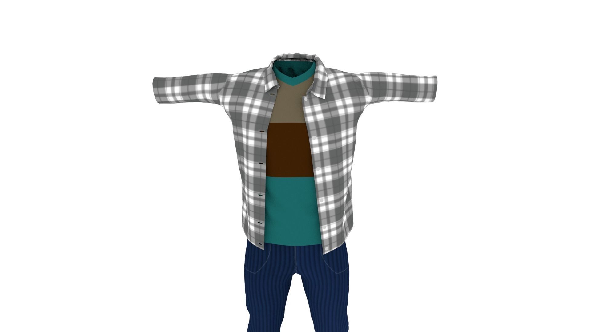 Man Outfit Low-poly 3D model_5