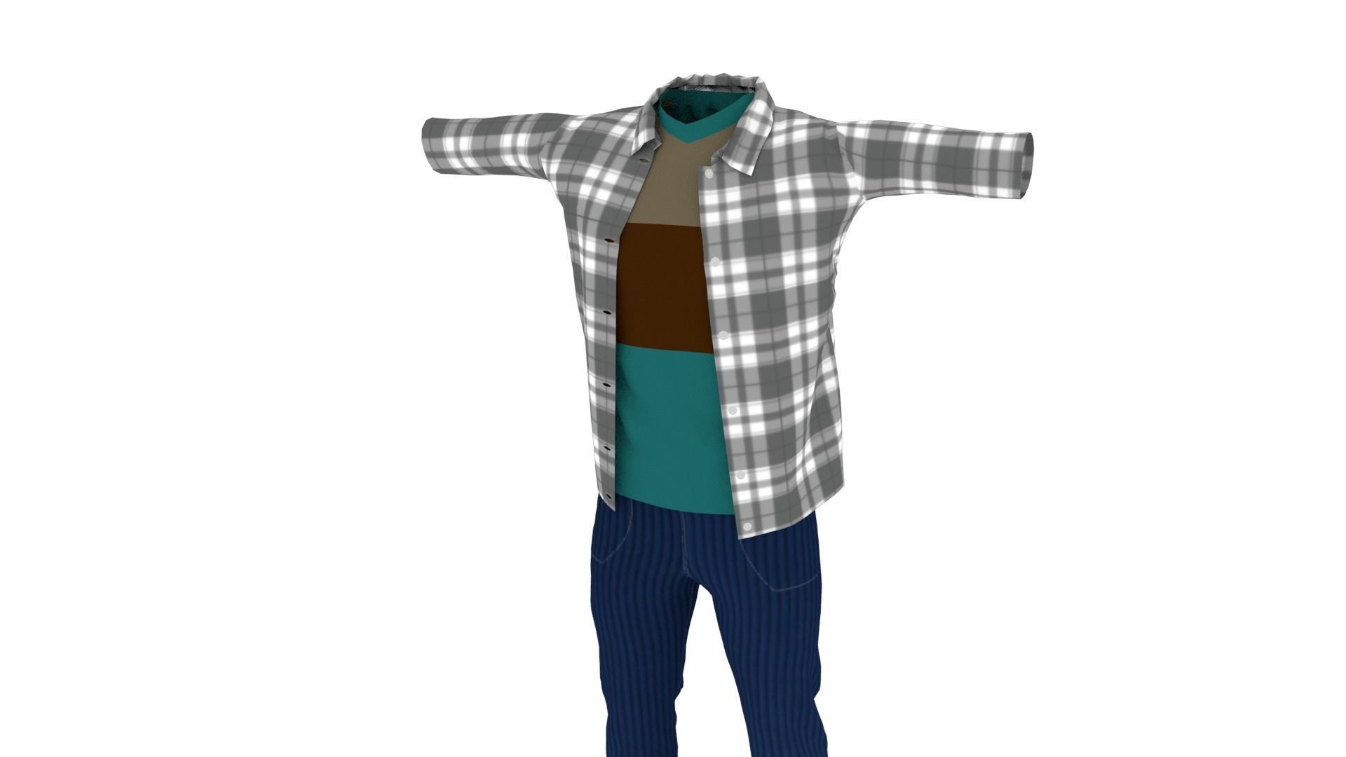 Man Outfit Low-poly 3D model_2
