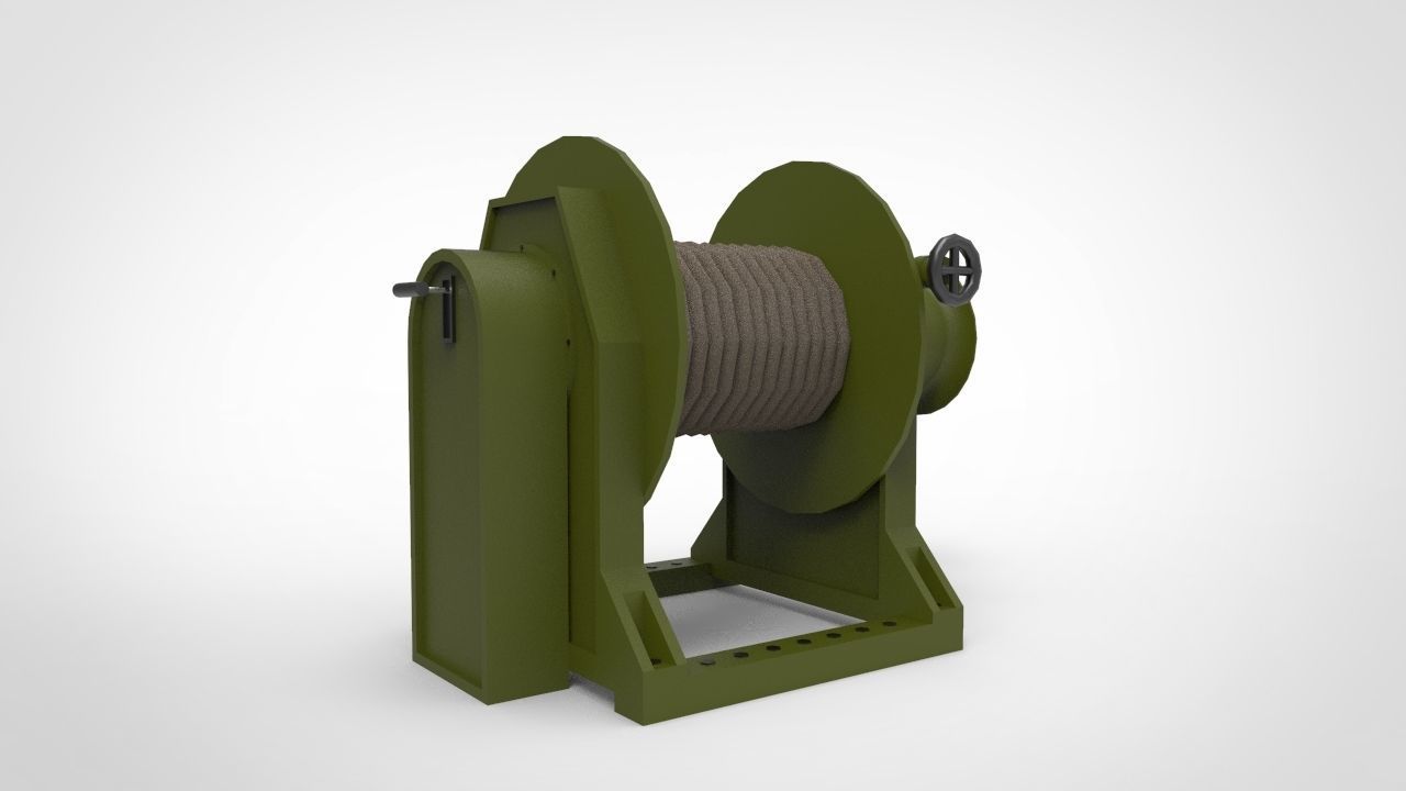 mooring winch ship 3D model_4