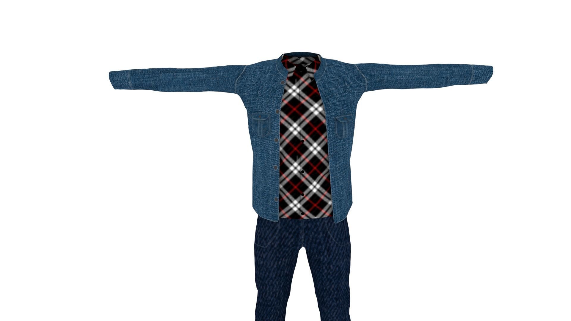 Man Clothing Low-poly 3D model_2