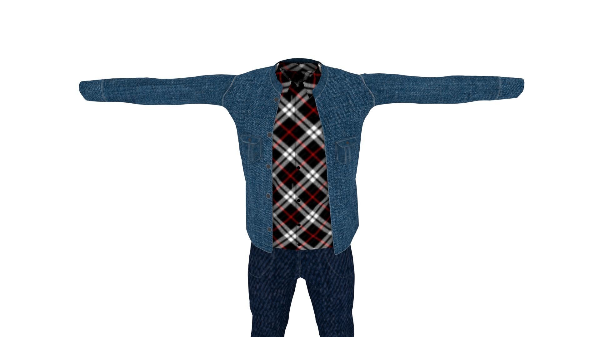 Man Clothing Low-poly 3D model_5