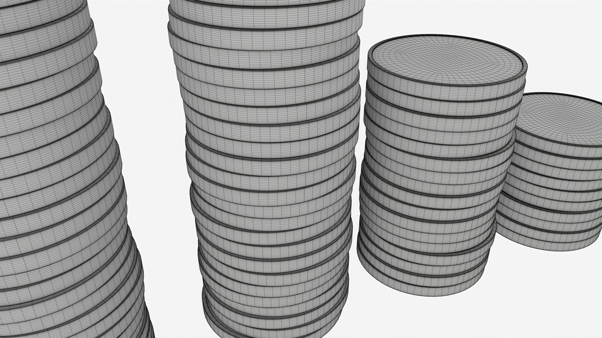 Money coin stack set 3D model_6