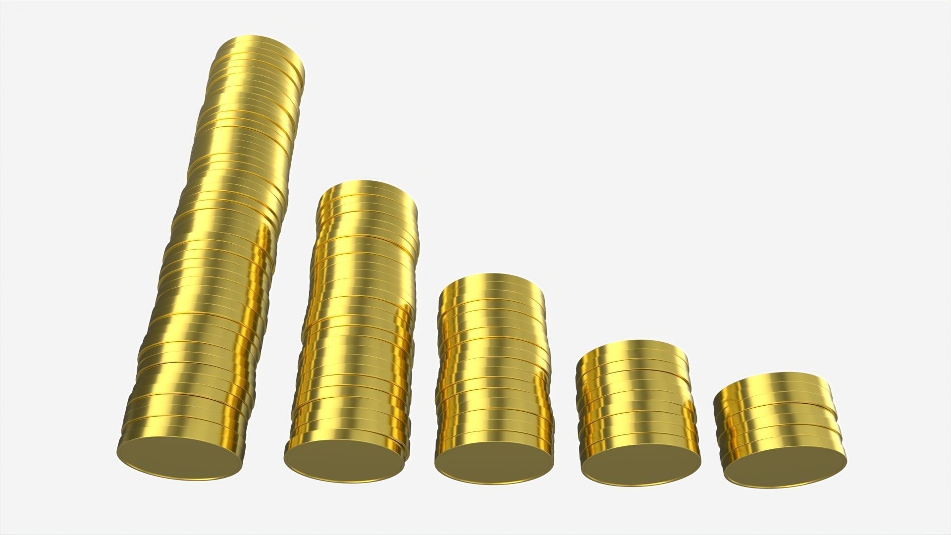 Money coin stack set 3D model_3