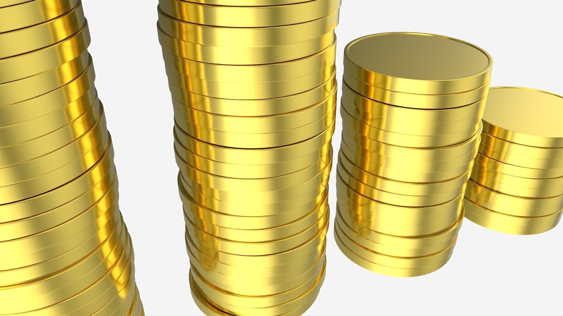 Money coin stack set 3D model_2