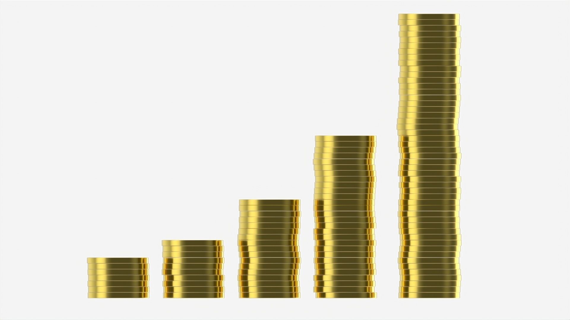 Money coin stack set 3D model_4