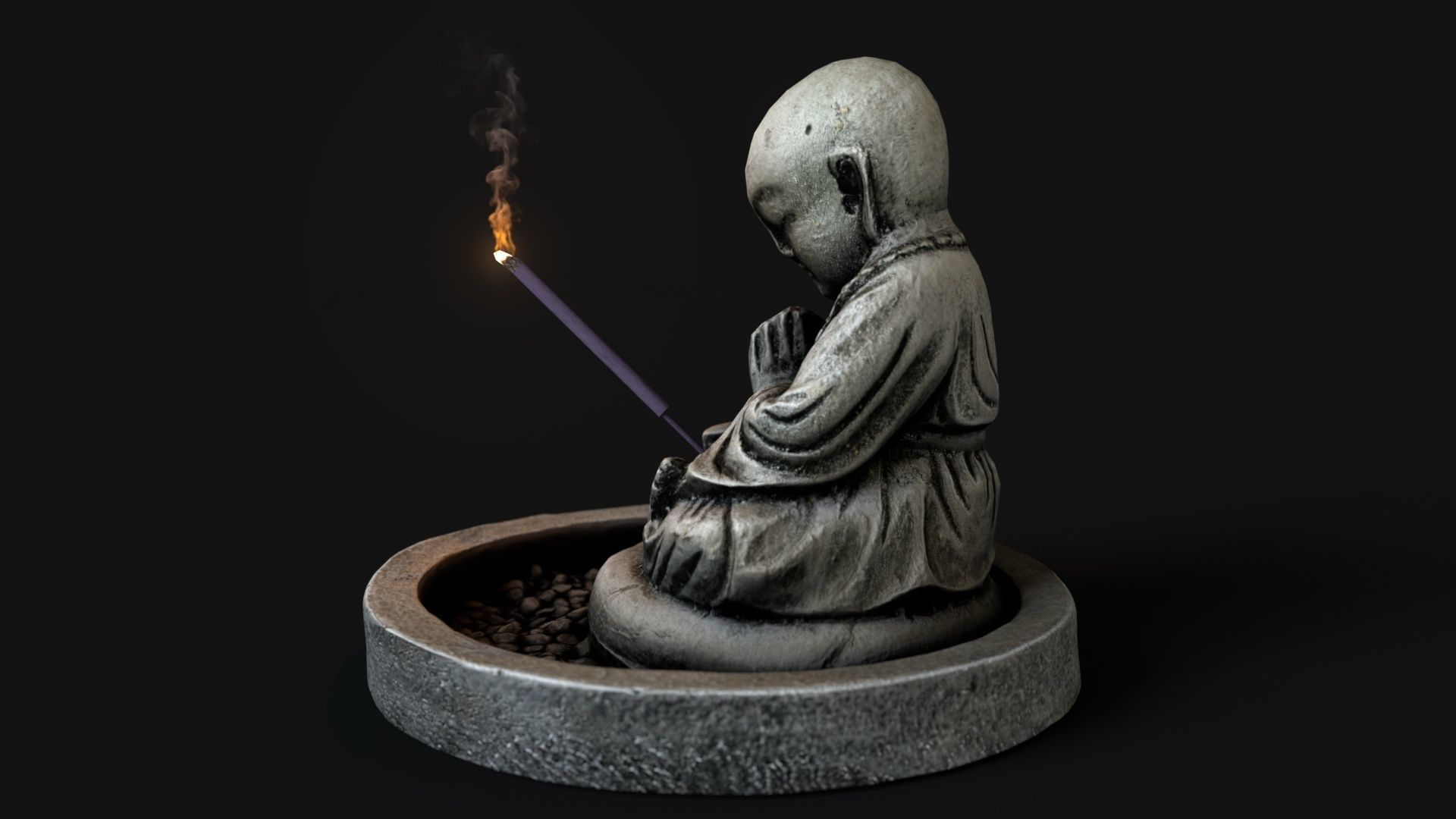 Buddha incense Low-poly 3D model_3