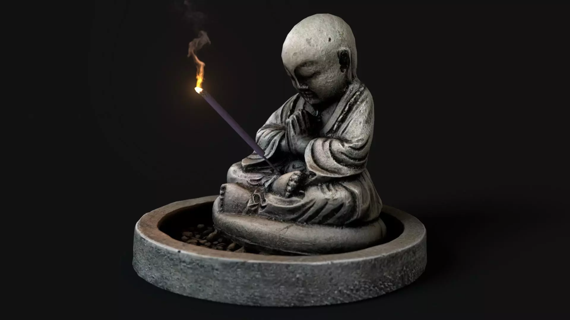 Buddha incense Low-poly 3D model_0