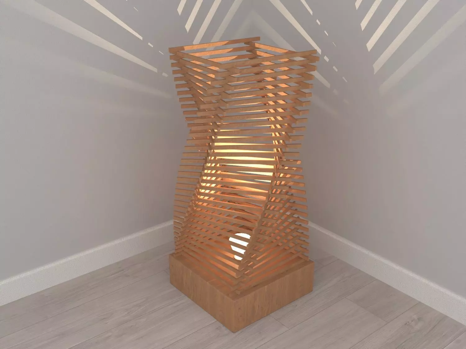 Floor lamp Wood 3D model_0