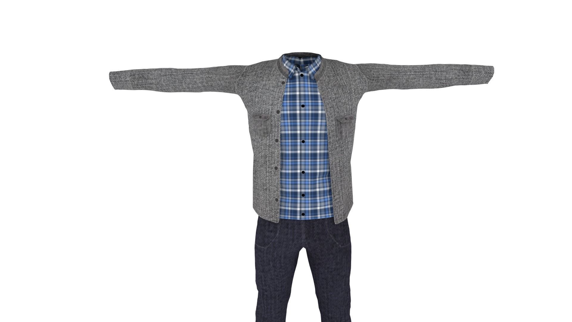 Man Clothing Low-poly 3D model_2