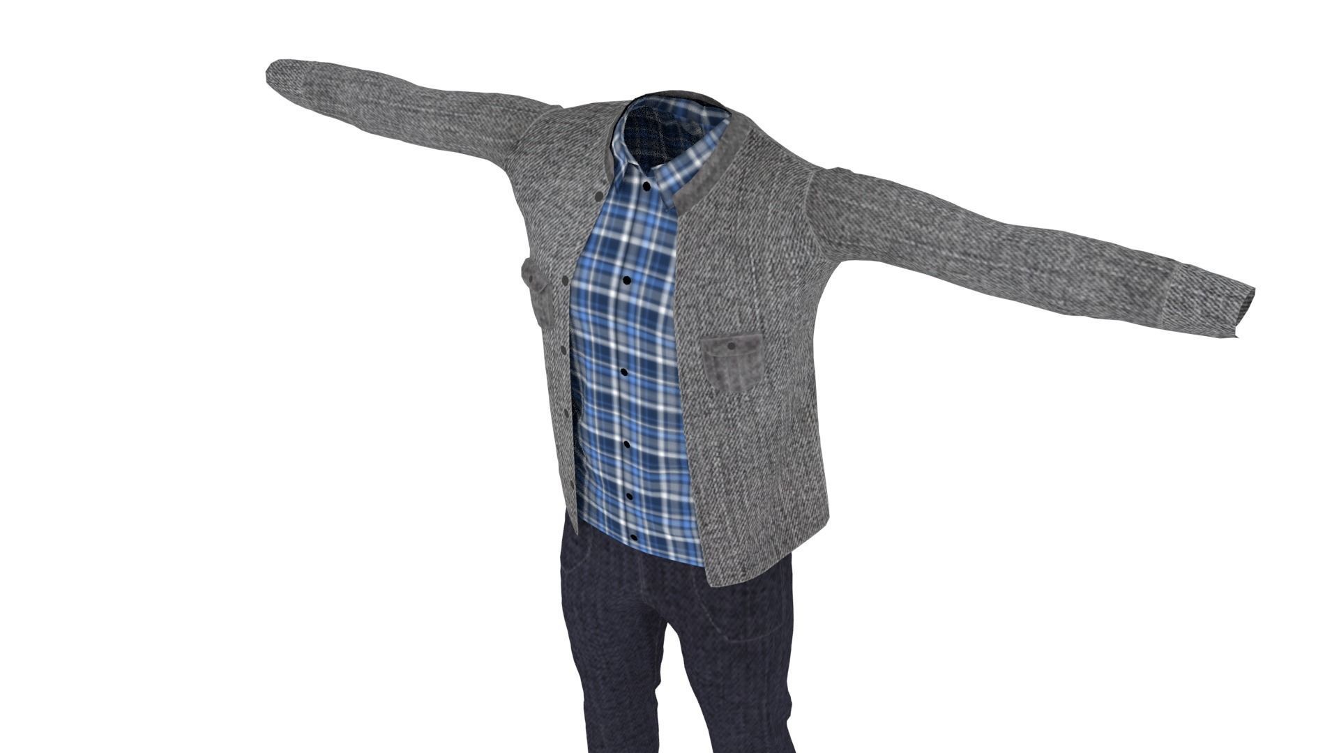 Man Clothing Low-poly 3D model_3