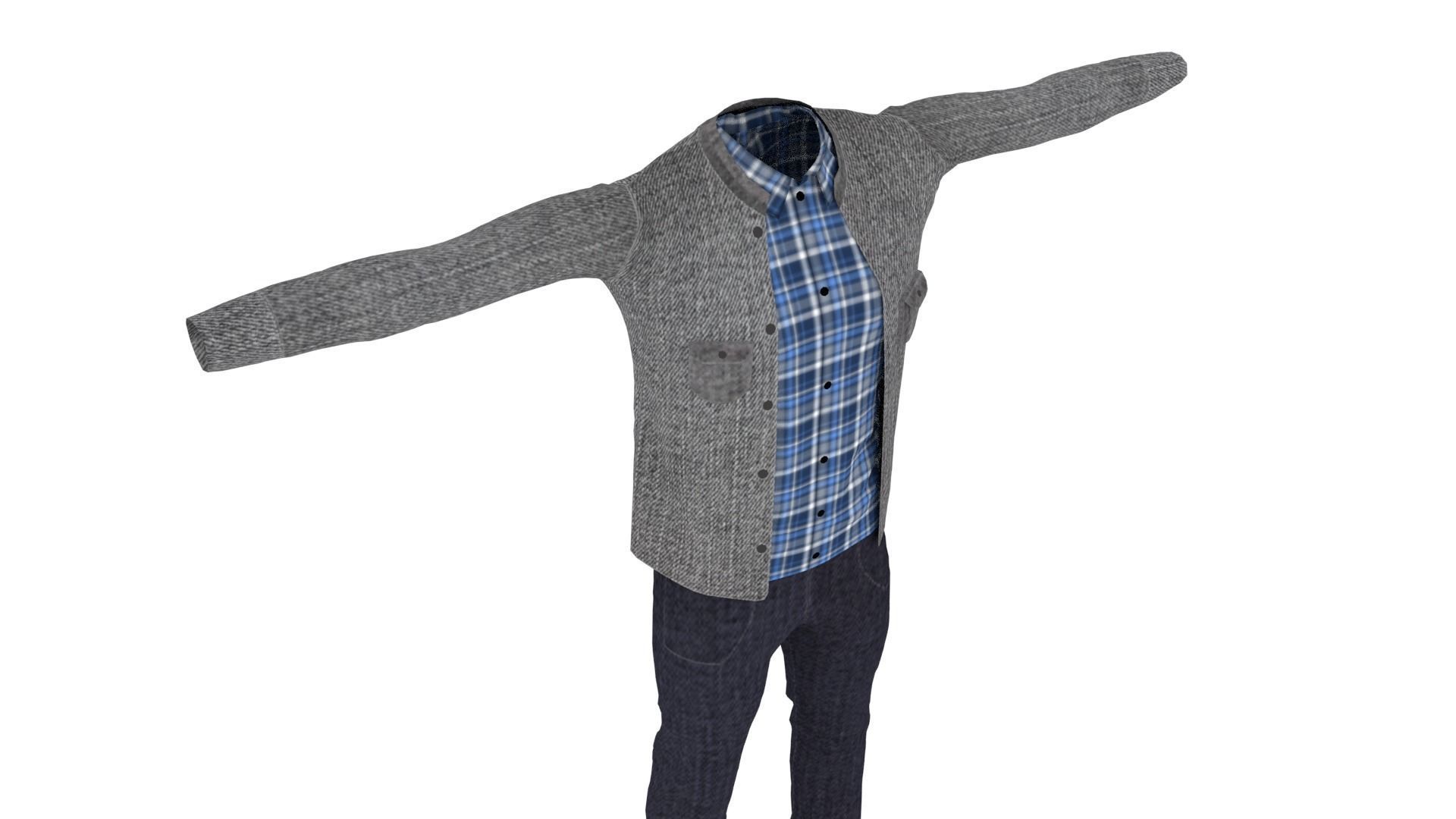 Man Clothing Low-poly 3D model_4