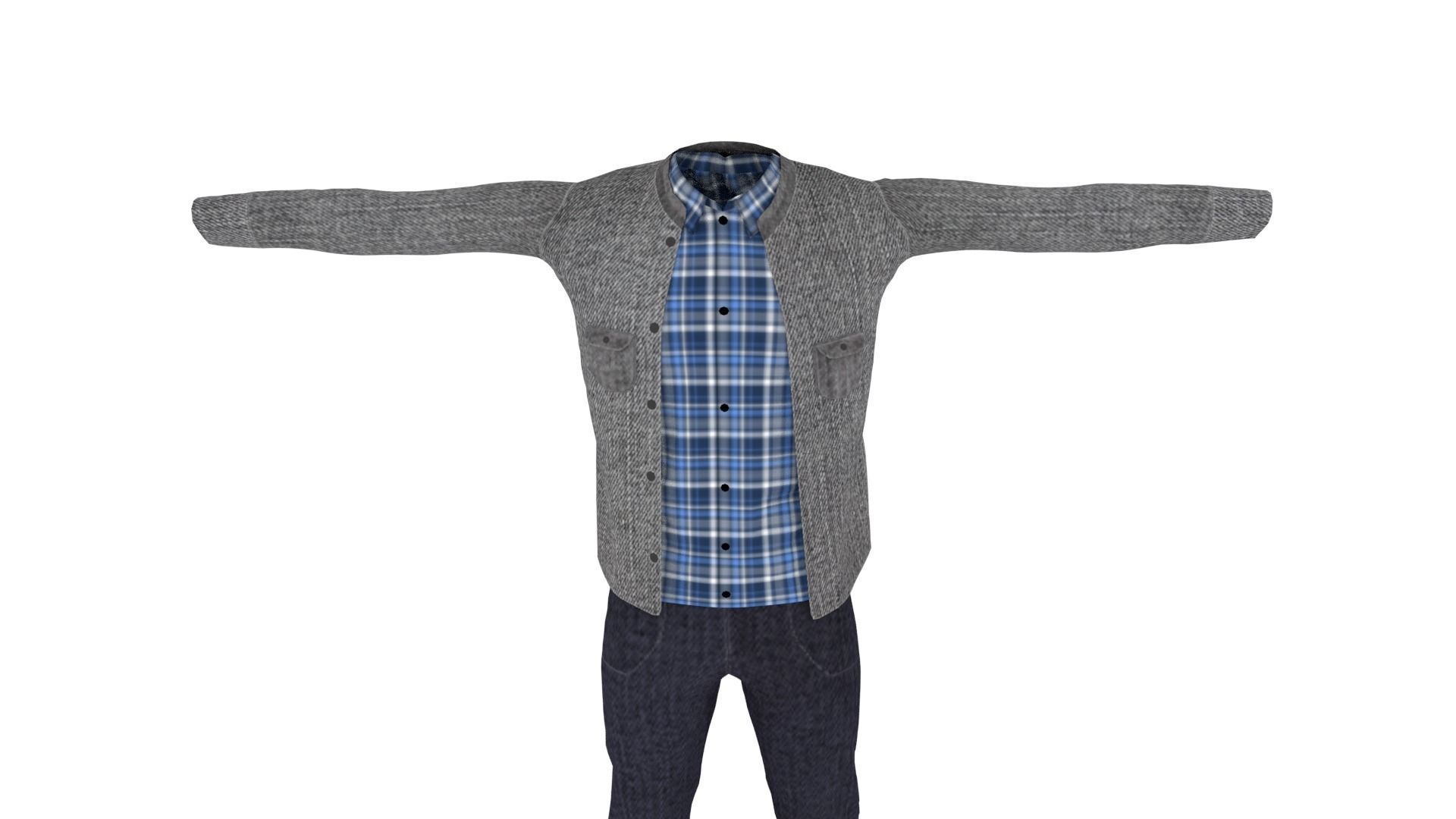 Man Clothing Low-poly 3D model_5