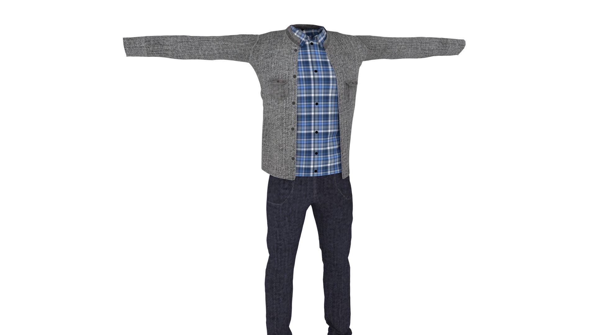 Man Clothing Low-poly 3D model_1