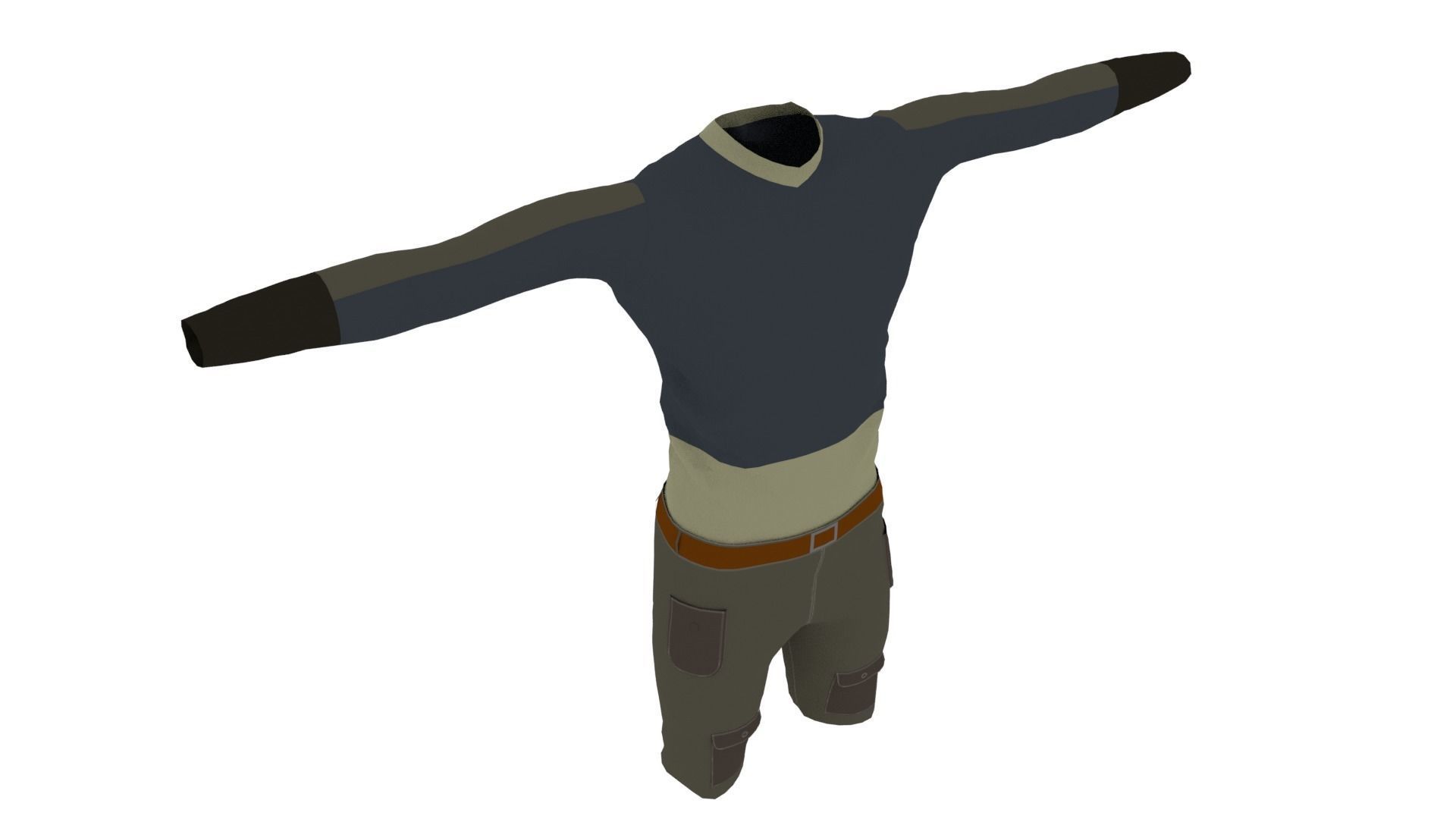 Man Clothing Low-poly 3D model_4