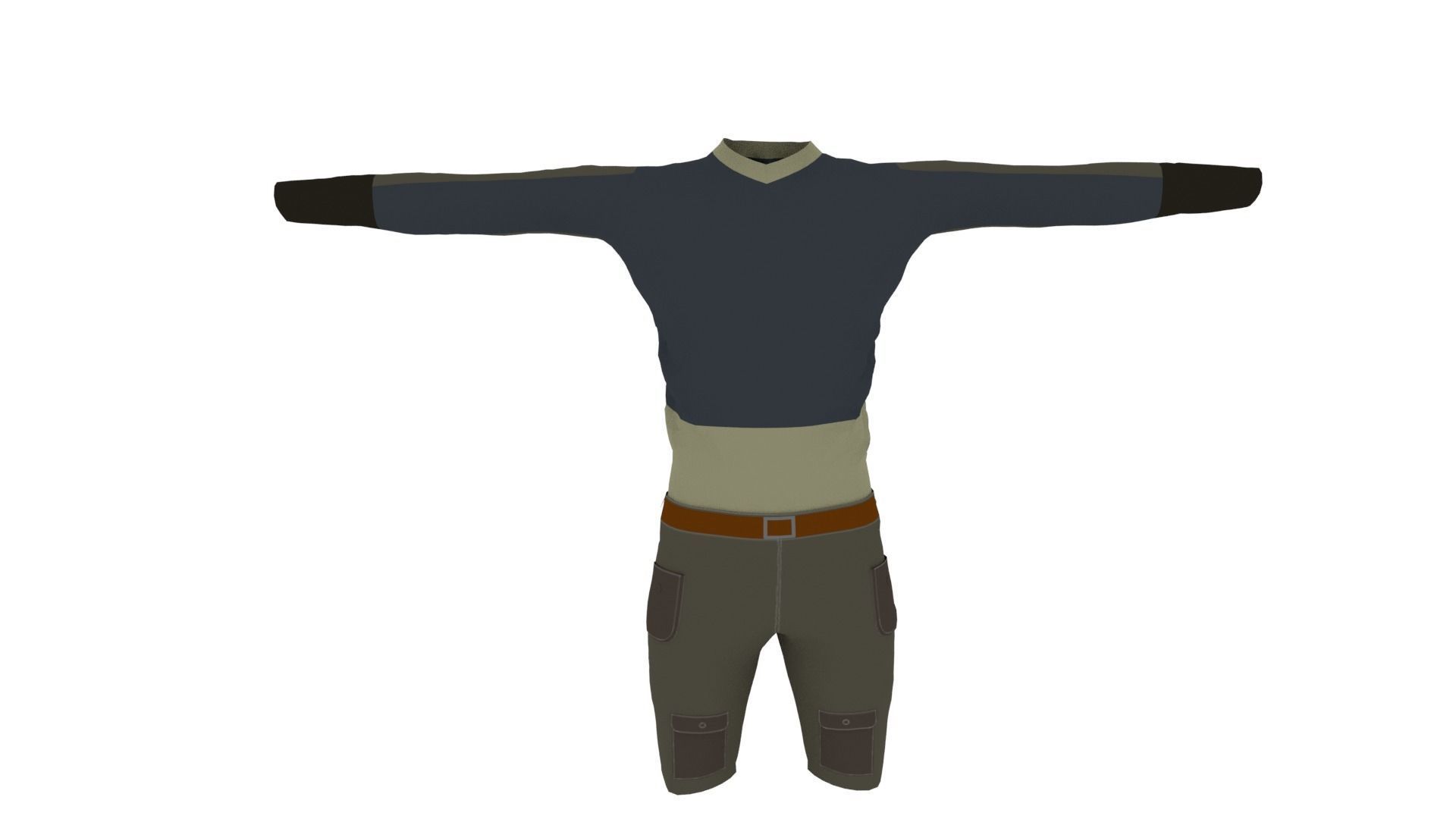 Man Clothing Low-poly 3D model_2