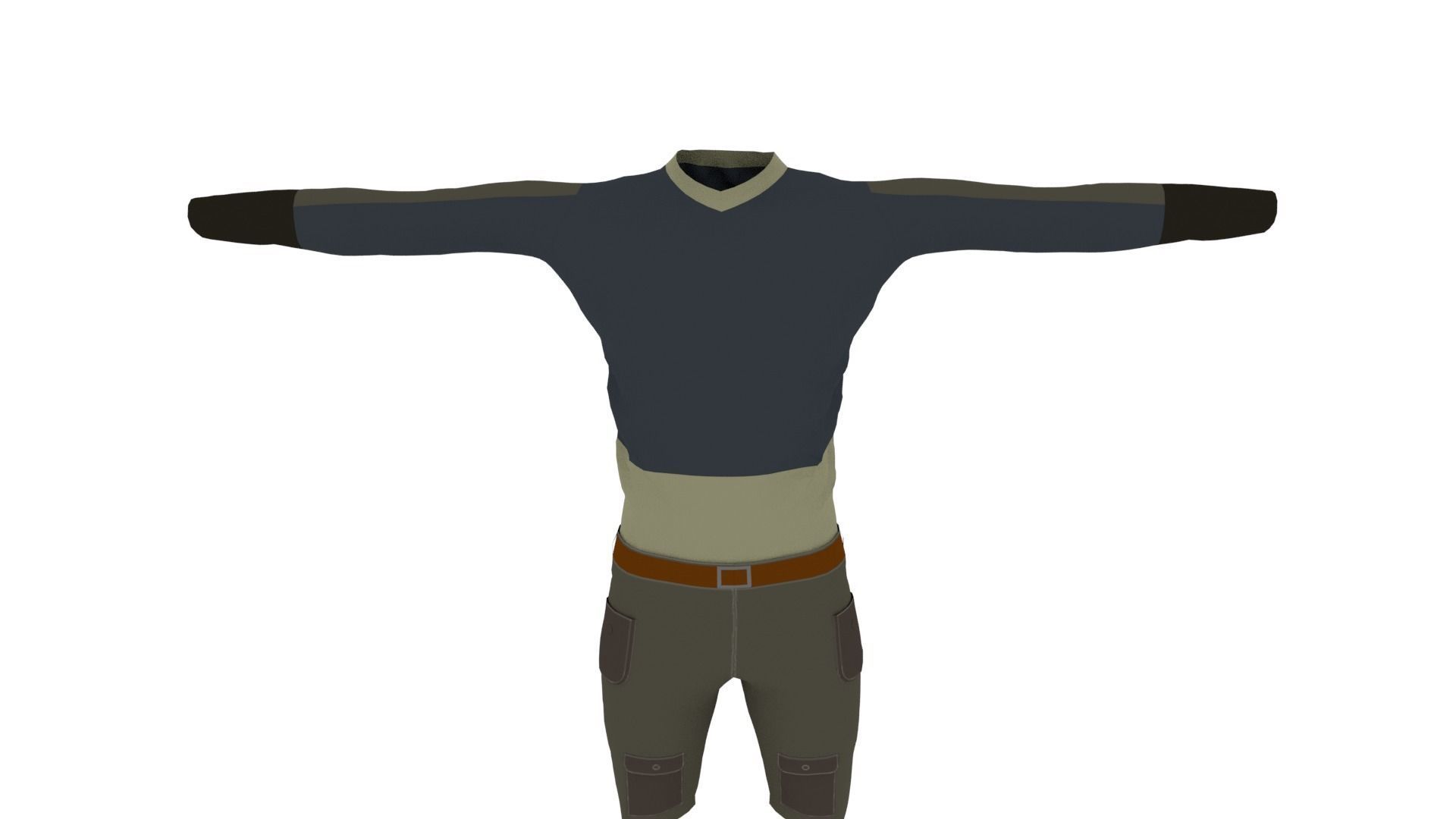 Man Clothing Low-poly 3D model_5