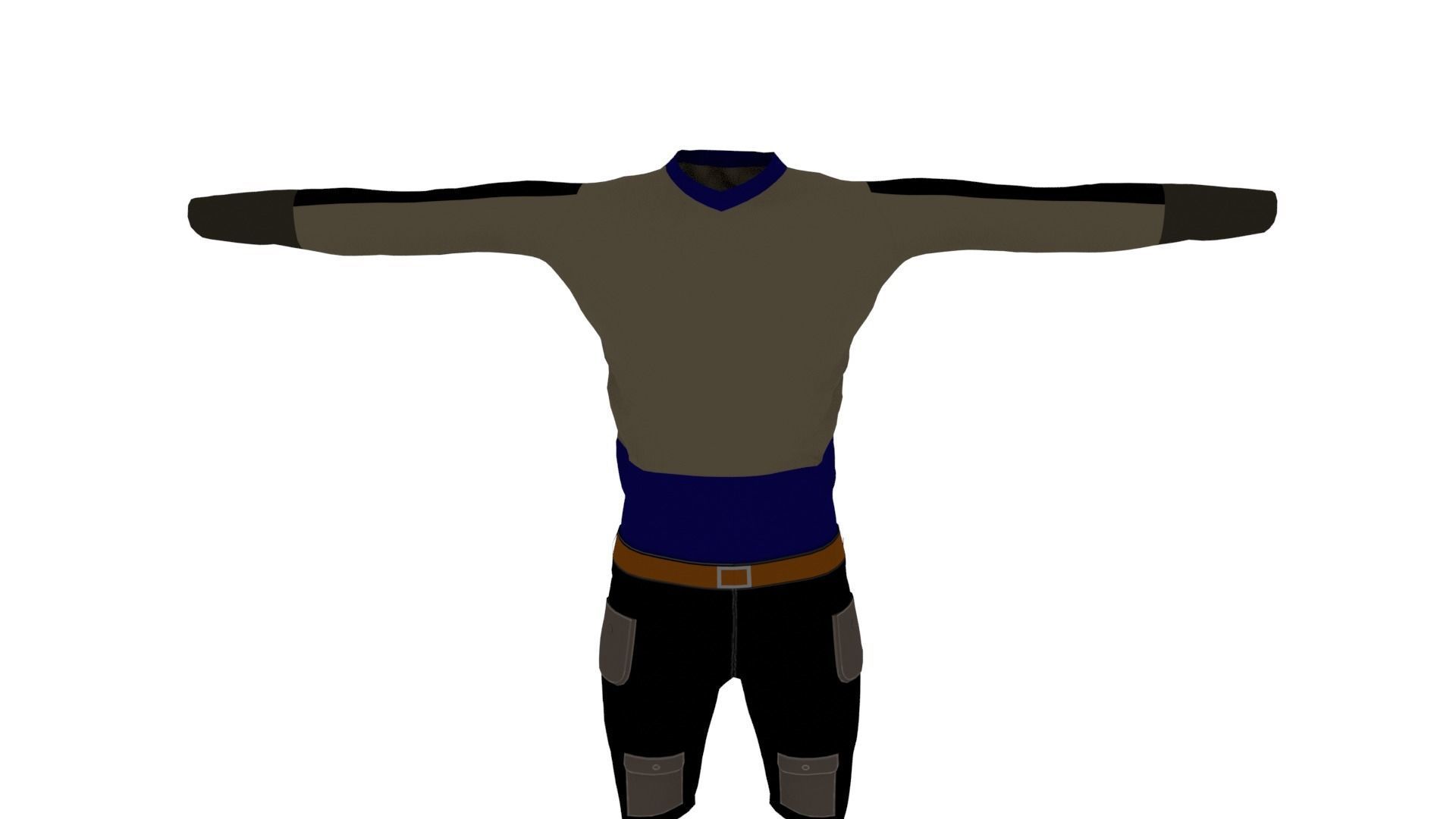 Man Clothing Low-poly 3D model_5