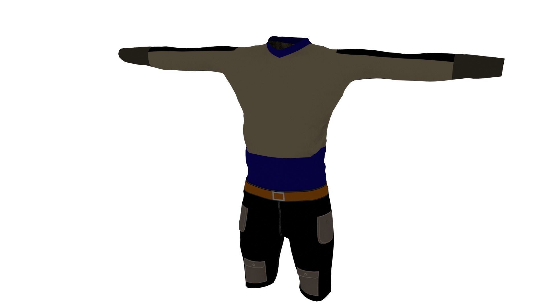 Man Clothing Low-poly 3D model_1